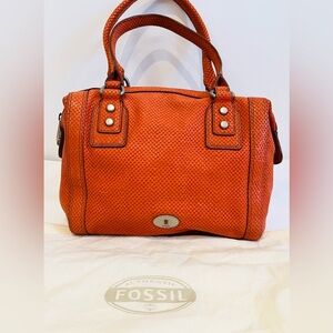 FOSSIL Marlow Satchel Purse Light Sage Snakeskin Handbag